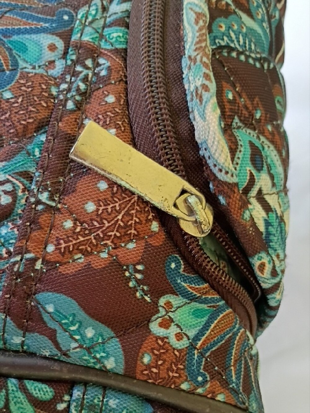 Vera Bradley Quilted Travel Bag Retired Java Blue 26" Rolling Duffle Luggage - Picture 14 of 16